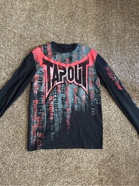 Tapout Black Long-Sleeve Tee with Red Graphic
